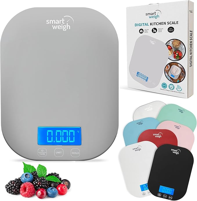 Smart Weigh Gray Digital Kitchen Scale for Cooking, Weight Loss, Calorie Tracking, Baking, Food Portion Control, and Meal ...