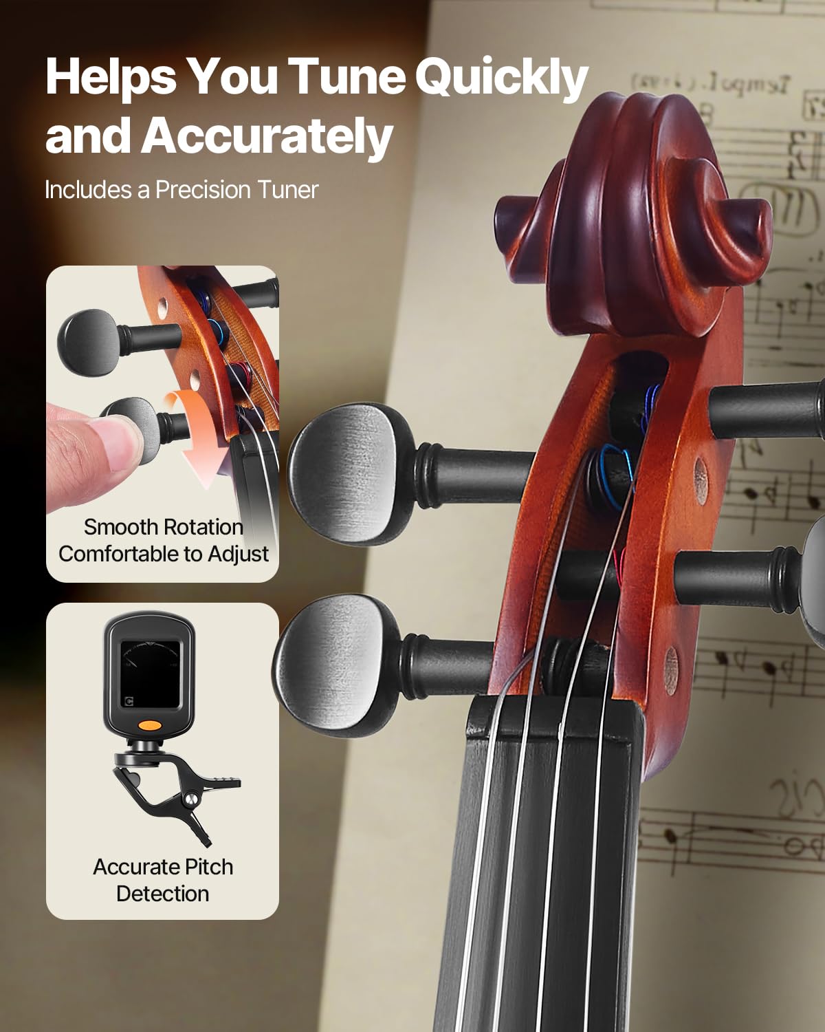 Vevor Violin 1/2 Size For Adults, Violin Fiddle Set For Beginners Student With Hard Case, Rosin, Bow, Shoulder Rest,Bridge,Tuner