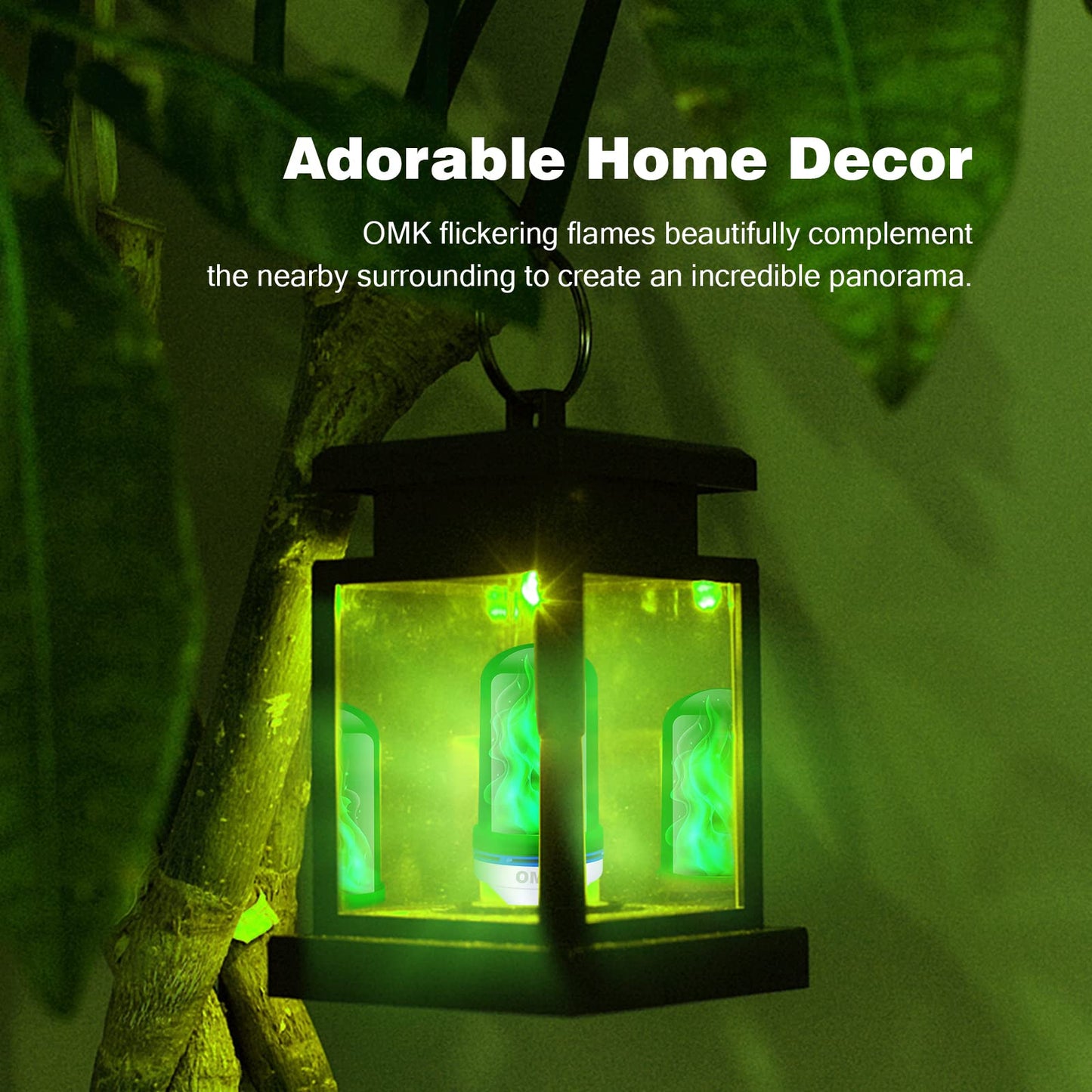 Omk Led Flame Effect Light Bulbs - 4 Modes Green - Indoor/Outdoor Christmas Decorations - 2 Pack - Model Fl96 - Abs Material