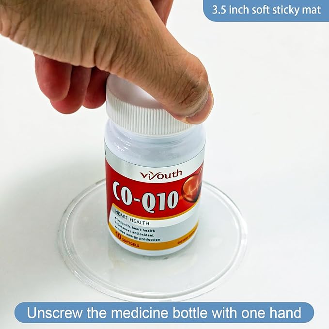 One-Handed Jar Opener, Washable Reusable Sticky Mat and Rubber Gripper for Seniors, Arthritis, and Disabled – Portable Kitchen Tool for Easy Bottle Opening