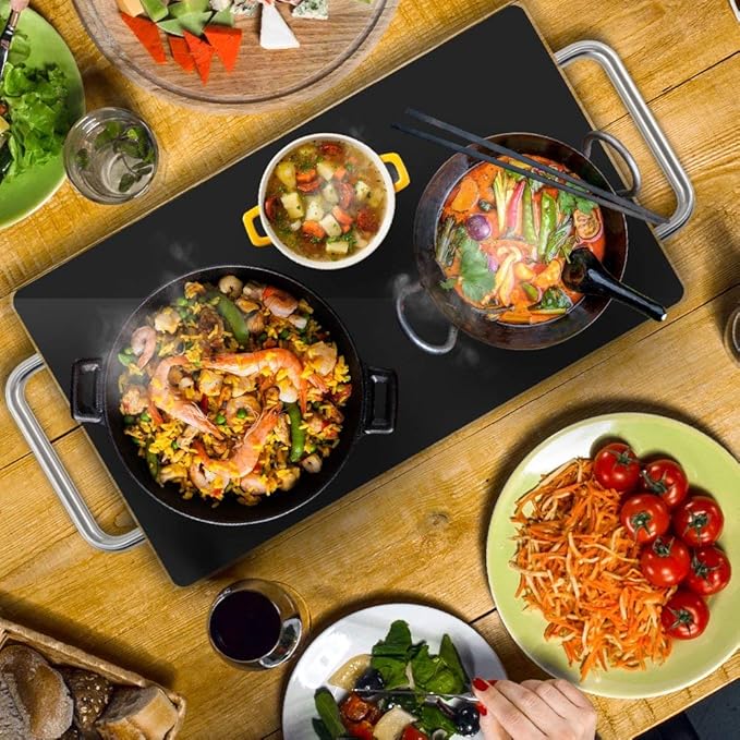NutriChef Large Electric Warming Tray | 20" x 12" Hot Plate | Ideal for Buffets, Restaurants, Parties, & Home Dinners - Glass Top Keeps Food Hot - Perfect for Events | Heats your food to 200°F