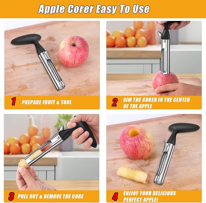 Pineapple Corer and Slicer, Stainless Steel Apple Pineapple cutter and corer Set, with Pineapple Slicer, Apple Corer and Fruit Cutter, Pineapple Apple corer tool kitchen