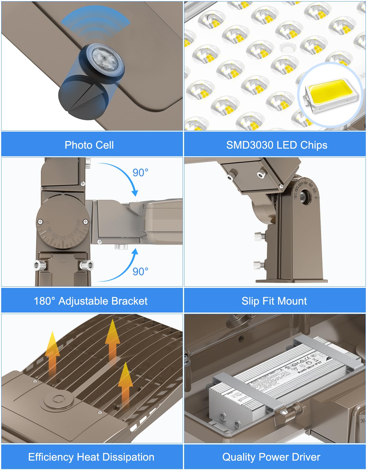450W Led Parking Lot Light Dusk To Dawn 67 500Lm  Industrial Grade Led Shoebox Parking Pole Light 5000K Ip65 Waterproof Outdoor Commercial Area Lighting With Slip Fitter 100-277Vac