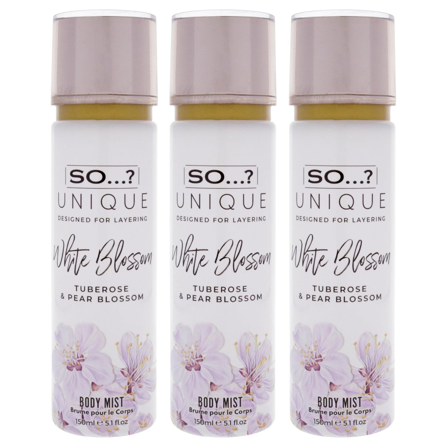 So...? Unique Body Mist - White Blossom for Women - 5.1 oz Body Mist - Pack of 3