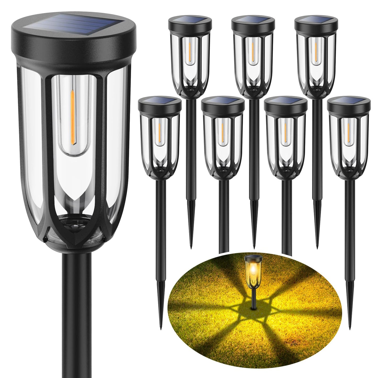 Barleit Solar Lights Outdoor 8 Pack  Solar Pathway Lights  Solar Lights Outdoor Waterproof Ip65  Bright Auto On/Off Driveway Patio Light  Solar Garden Lights Landscape Lighting For Walkway Lawn Yard
