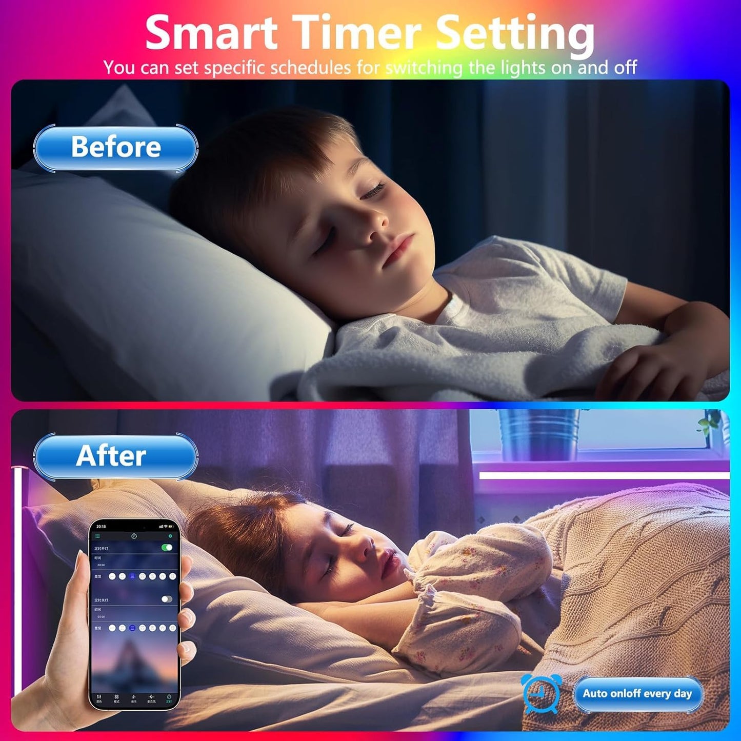 Pstar Led Tv Backlight - 16.4Ft Rgb Strip Lights With Remote & App Control For 45-75 Tvs, Usb Powered, Vinyl Material