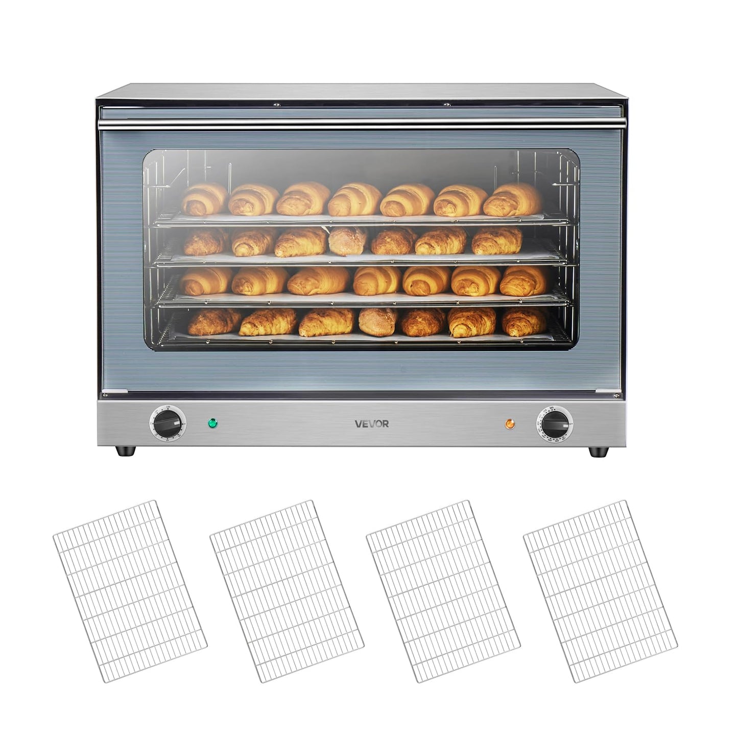 Vevor Commercial Convection Oven, 4.24 Cu.Ft Conventional Countertop Oven For Full-Size Pans, Electric Convection Ovens With 4 R