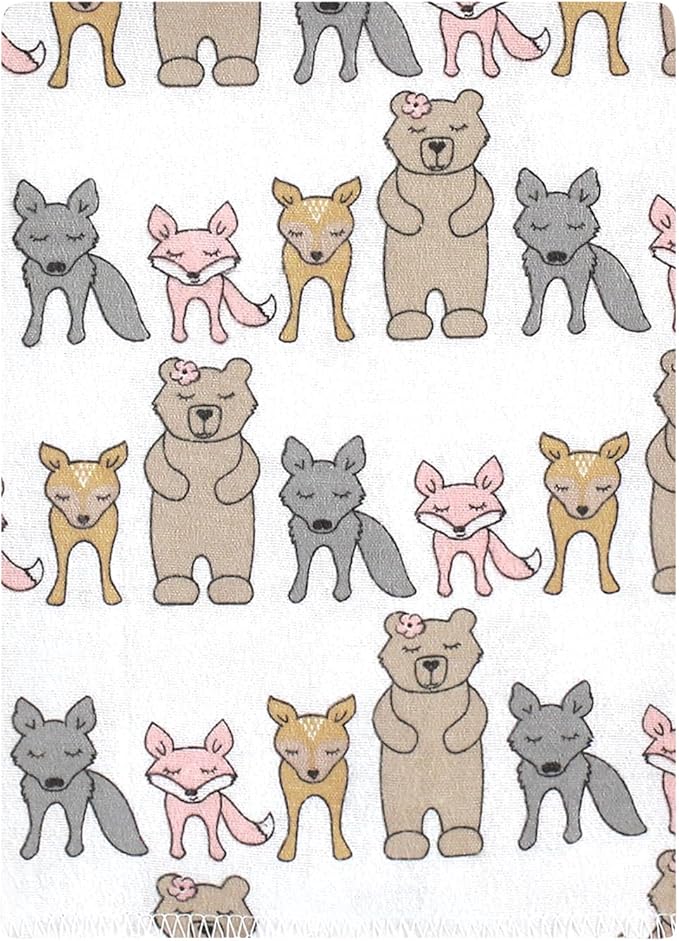 Luvable Friends Hudson Baby Flannel Burp Cloths 12pk, Woodland Bloom Pink
