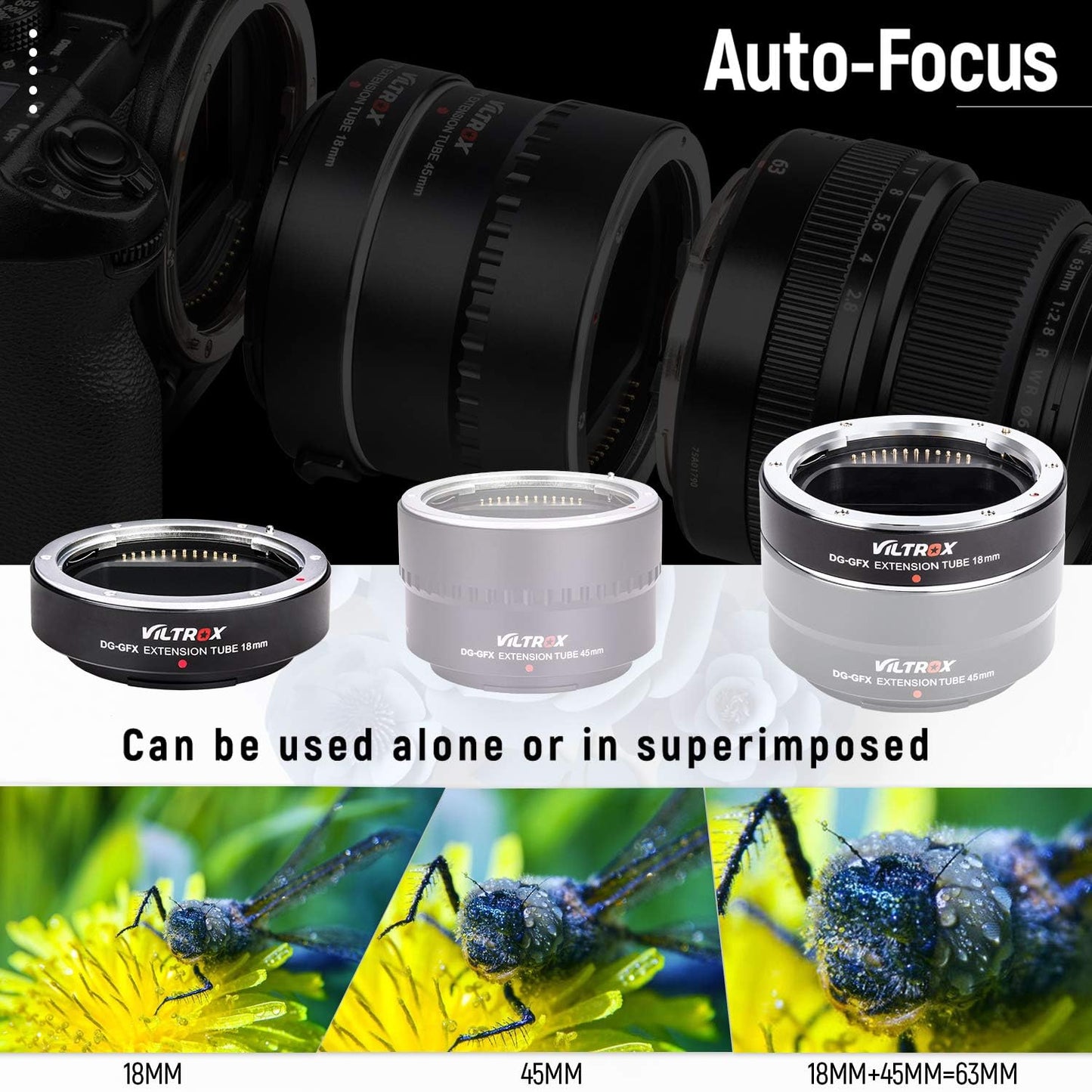 Viltrox Dg-Gfx 18Mm Metal Auto Focus Macro Extension Tube Ring Adapter Compatible With Fuji Gfx 50S 50R Gfx Mount Medium Format