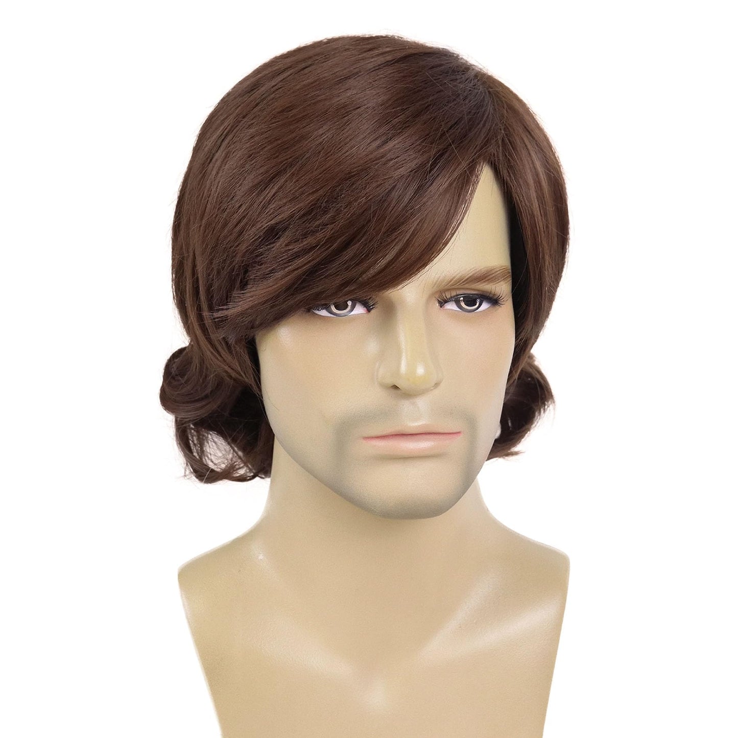 GNIMEGIL Shaggy Wig Men Short Curly Wavy Hair Brown Wigs Halloween Cosplay 60s 70s Male Rocker Costume Male Wig Reddish Cosplay