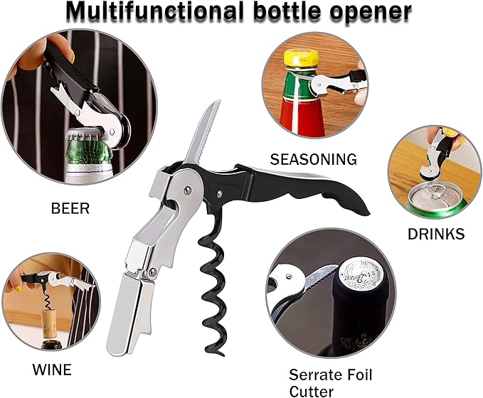 12 Packs Wine Opener-Corkscrew Wine Bottle Opener,Stainless Key Black Wine Bottle Opener Foil Cutter for Picnic, party, family,Restaurants