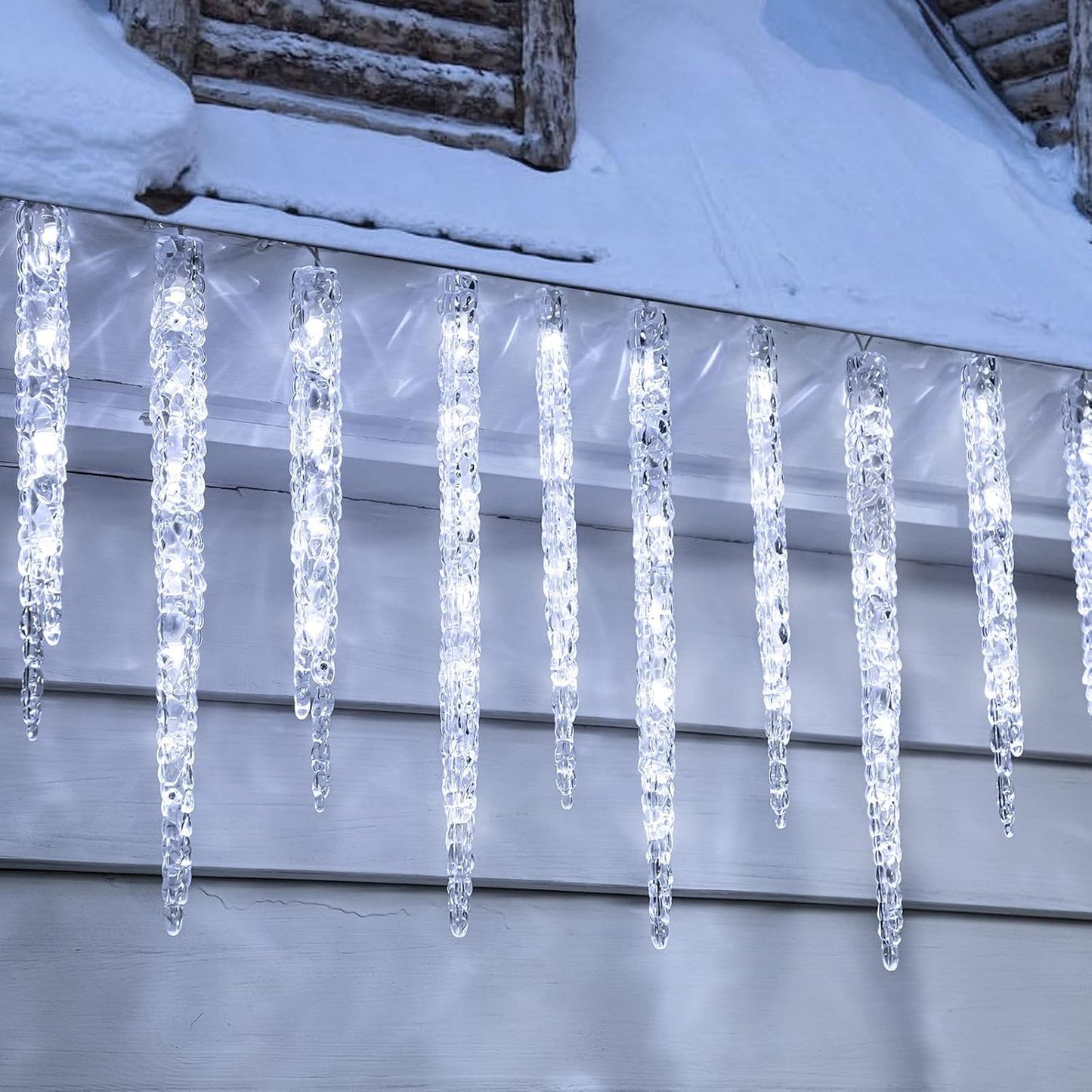 Minetom Icicle Lights Outdoor 50 LED Twinkling String Lights, 10ft, Cool White, Connectable for Holiday Decor
