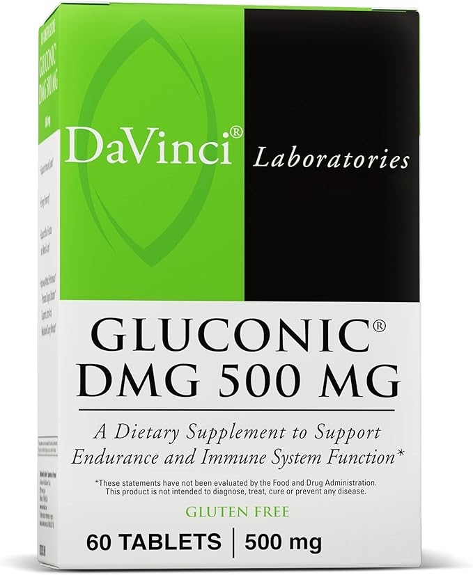 DAVINCI Labs Gluconic DMG 500 mg - Dietary Supplement to Support Endurance and Immune System Function - with 500 mg N,N-Dimethylglycine per Tablet - Vegetarian - Gluten-Free - 60 Chewable Tablets