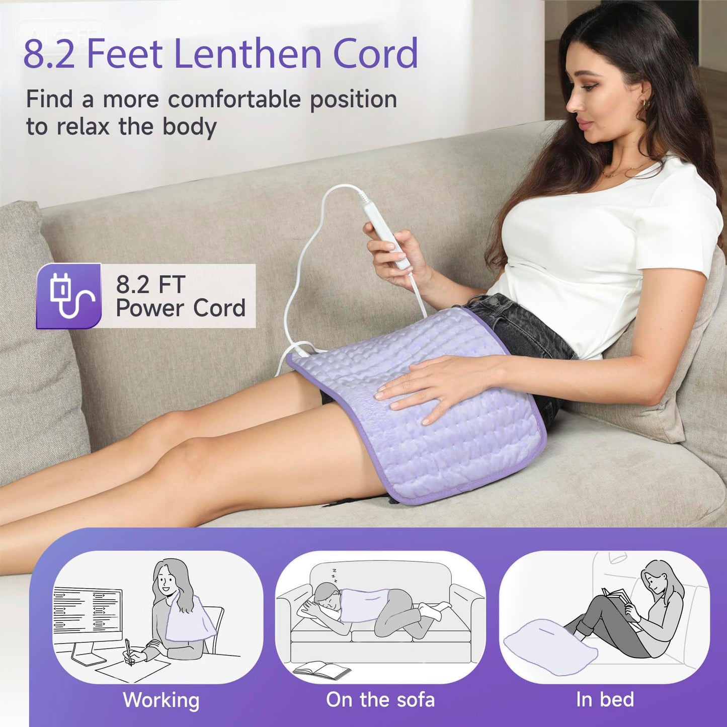 Heating Pad for Period Cramps, Heating Pad for Back/Neck/Shoulder Muscle Pain, 6 Heating & 4 Timer Setting, Auto Shut Off, Dry/Moist Heat & Machine Washable, Birthday Christmas Gifts for Women Mom