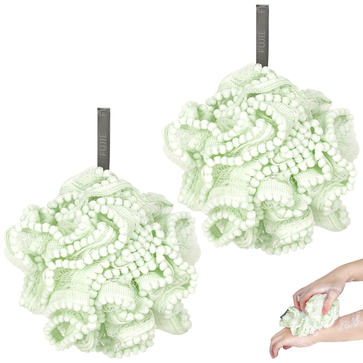 Biiange Loofah, Shower Bath Spong, Soft Shower Loofahs Balls, Globose lace Shower Ball, for Body Wash Scrubber Cleaning Loofah B