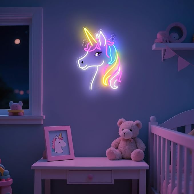 Unicorn Neon Sign, Unicorn Lamp Wall Decor, Dimmable Birthday Party Decorations for Home, Patio, Garden, Restaurants, Hotels, Stores, Clubs, Gift for Friends, Family and Kids
