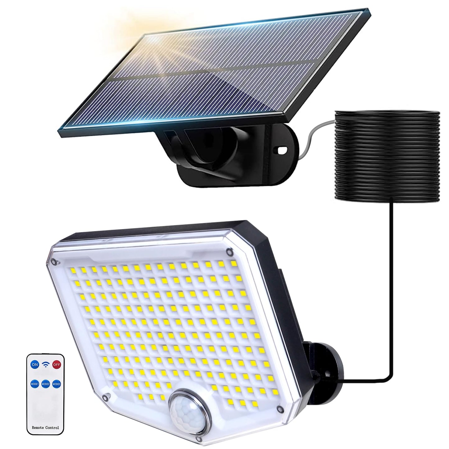 Jumjam Solar Flood Lights Outdoor, 9000K, 153 Leds, Ip65 Waterproof, 3 Lighting Modes, Remote, 1 Pack, Multicolor