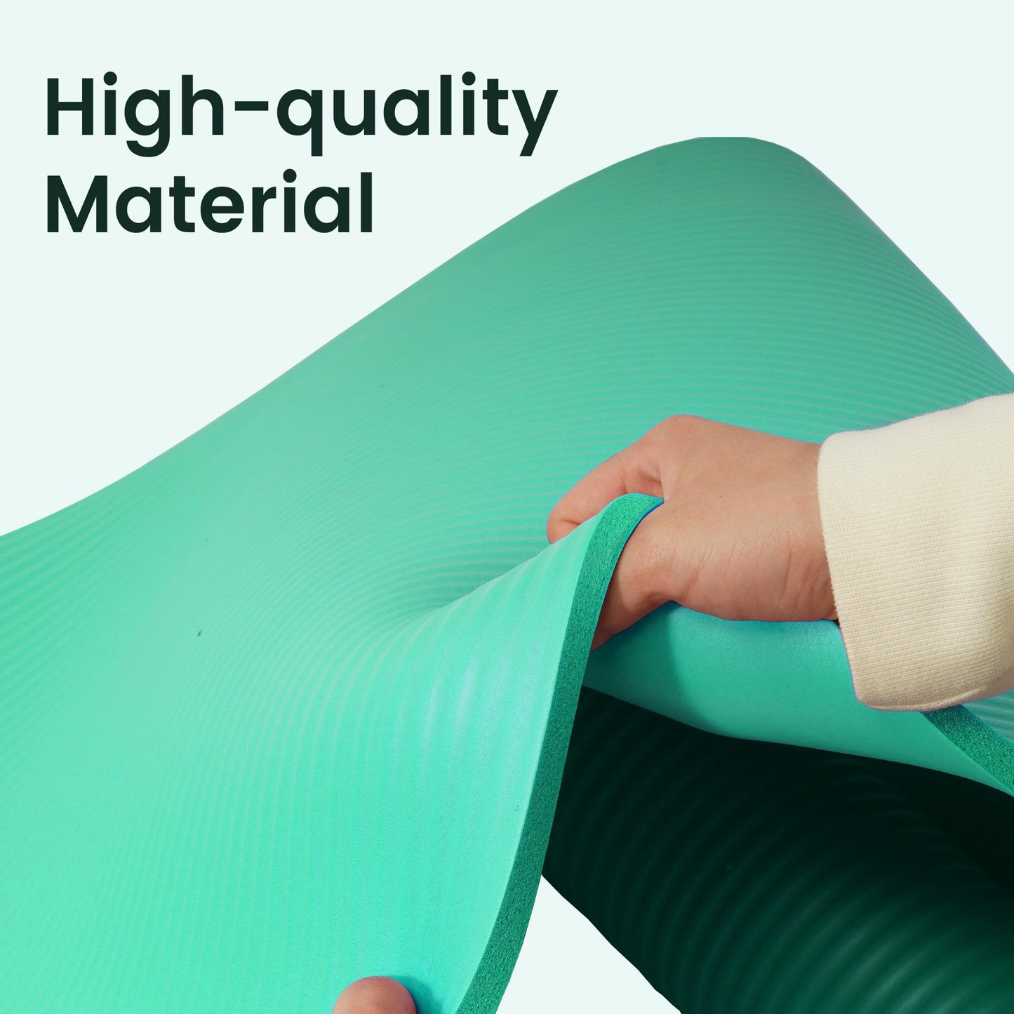 Fitvids 1/2-Inch Thick High Density Foam Exercise Yoga Mat with Carrying Strap, For Cushioning The Body Against Hard Floors, Aqua