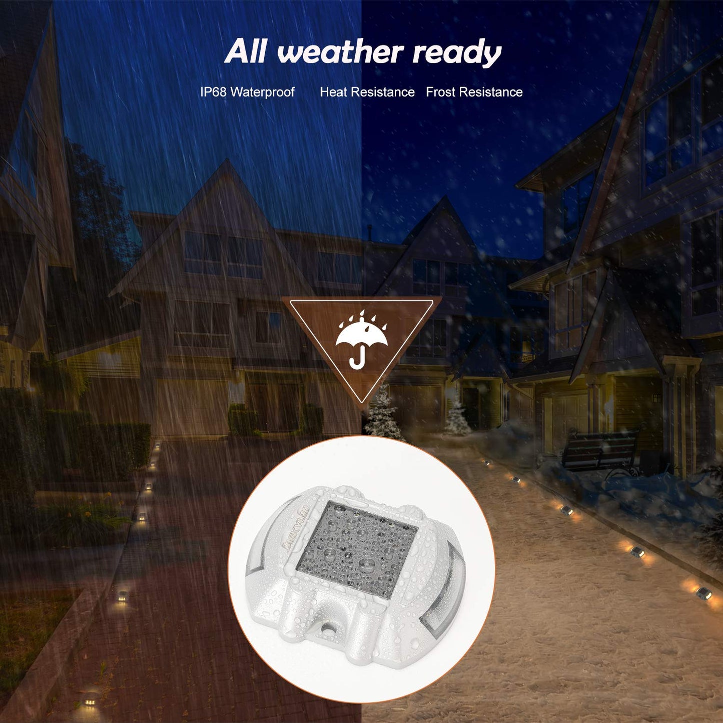 JACKYLED Solar Dock Lights - Warm White 6-Pack, Waterproof LED Driveway Markers for Steps, Stairs, Garden, Sidewalk, Model K-SDL