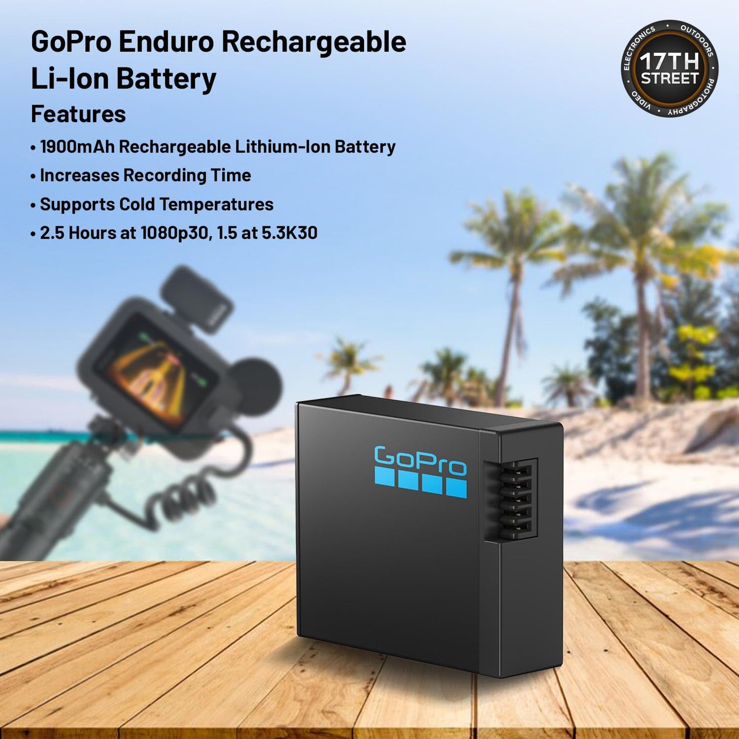GoPro HERO13 Black Waterproof Action Camera | 27MP, 5.3K60 Ultra HD Video, Supports HB-Series Lenses with Extra Enduro 1900mAh Li-Ion Battery & 128GB Extreme microSDXC Memory Card Bundle Set