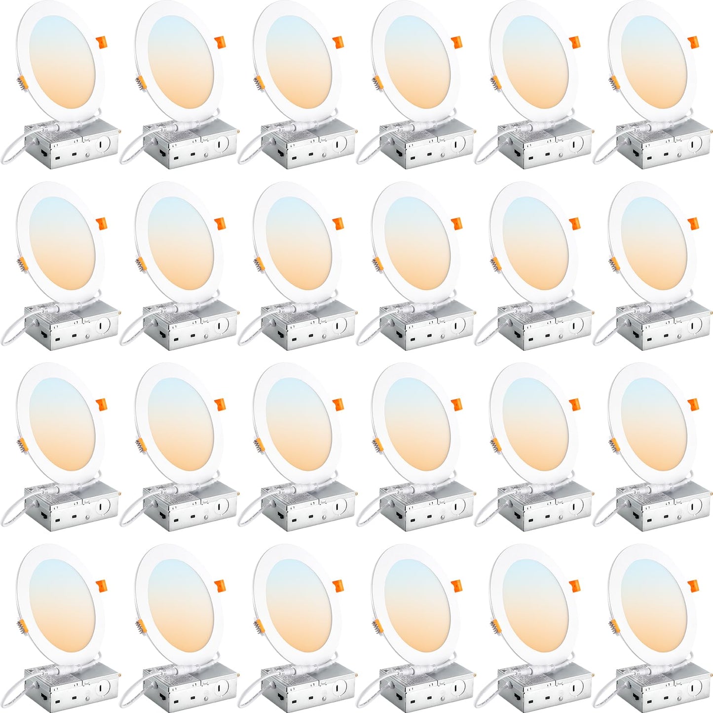 Dllt Led Recessed Ceiling Light: 24 Pack 6 Inch Slim Recessed Lighting For Kitchen - 5Cct Dimmable Canless Wafer Downlight For Living Room - 725Lm Brightness 12W 120V Can Lights For Bedroom Etl Fcc