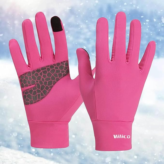 Touchscreen Running Gloves - Lightweight Thermal Anti-Slip Gloves with Portable Buckle for Outdoor Sports and Winter Activ...