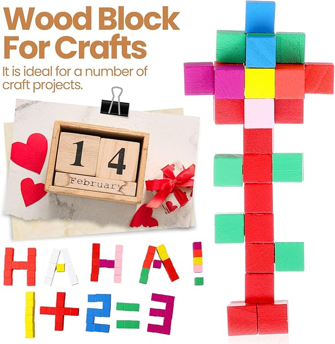 Barydat 100 Pcs 1 in Wooden Cubes, Unfinished Wooden Blocks for Crafting Natural Craft Wood Square Blank Cube for DIY Project Baby Showers