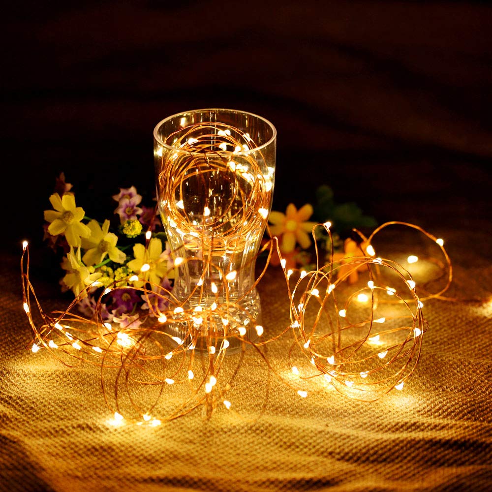 Mikasol Fairy Lights - 5M Copper Wire Led String Lights, Battery Operated, Warm White, Ideal For Bedroom & Party Decorations