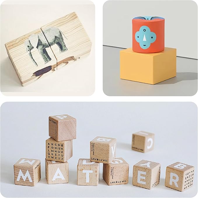 8Pcs 5cm Unfinished Wood Cubes, 2” Natural Square Wooden Blocks for Math Counting, Crafts, and DIY Projects