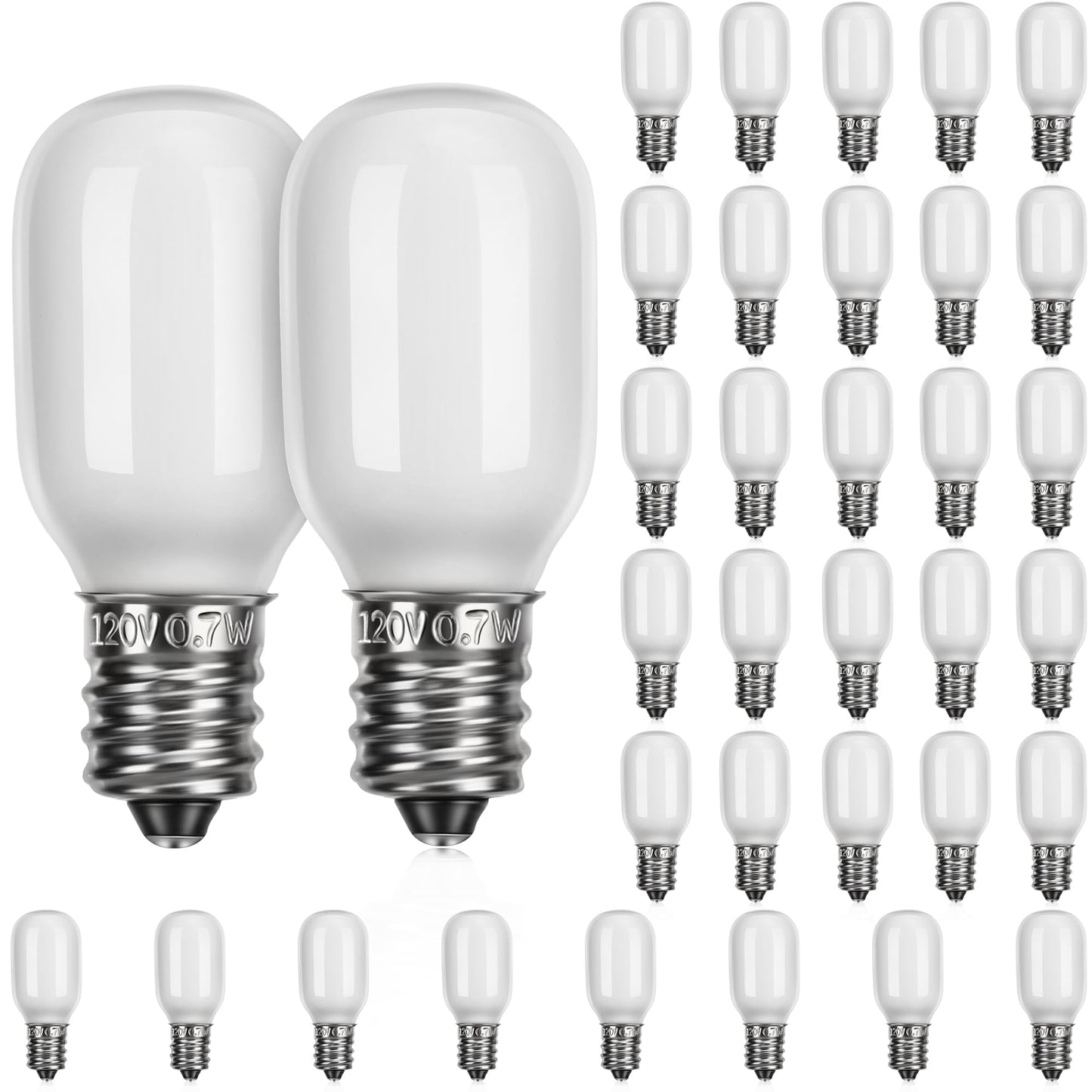 Meonum Christmas Village Replacement Light Bulbs  E12 Candelabra Base T20 Led Bulbs  0.7W 120V Replacement Light Accessories For Villages Houses  Christmas Tree  Halloween Pumpkin(35 Pieces)