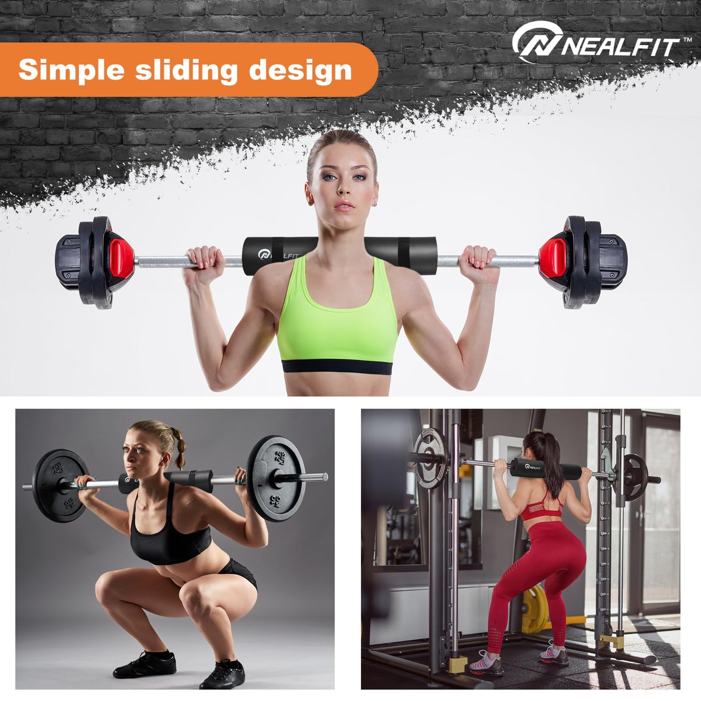 NEALFIT Barbell Pad Squat Pad for Squats—Squat Bar Pad—Great for Weightlifting,Lunges and Hip Thrusts—Foam Sponge Pad—Fit Standard and Olympic Bars Perfectly