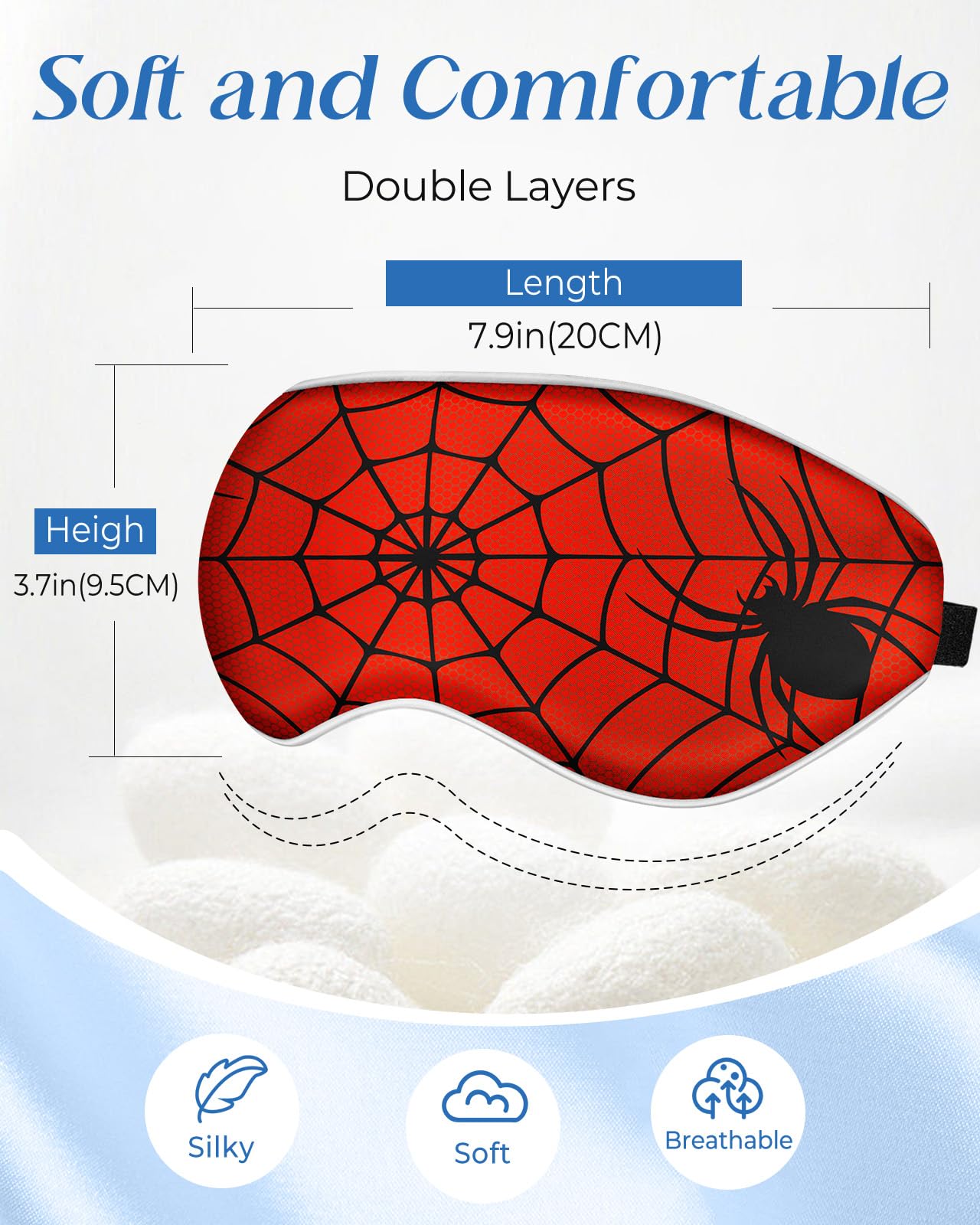 Miss Adola Silk Sleep Mask for Kids - Cute Cartoon Eye Cover for Boys Girls Teens With Soft Smooth Adjustable Straps, Red Zhizhu