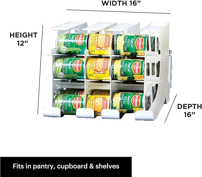 FIFO Can Tracker 3-Pack - 3-Tier Rotating Food Can Organizer for Pantry, Expandable Soda Can Storage for Kitchen, Holds 54 Cans of Food or Soda