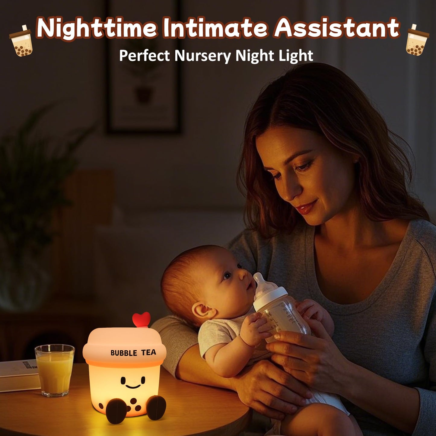 Attivolife Bubble Tea Night Light  Cute Boba Tea Nursery Silicone Lamp  Rechargeable Protable For Bedroom Home Table Decor Light With Dimmable & Timer  Christmas Birthday Gift For Kid Children Toddler