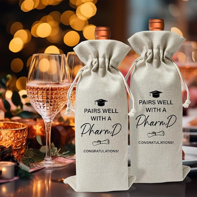Pharmd Graduation Gift Wine Bag, Pairs Well With A Pharmd, Farewell PHD Gift for Women, Graduation Party Decor, Medical School Graduation Gift, Pharmacist Graduation Gift, Residency Graduation Gift