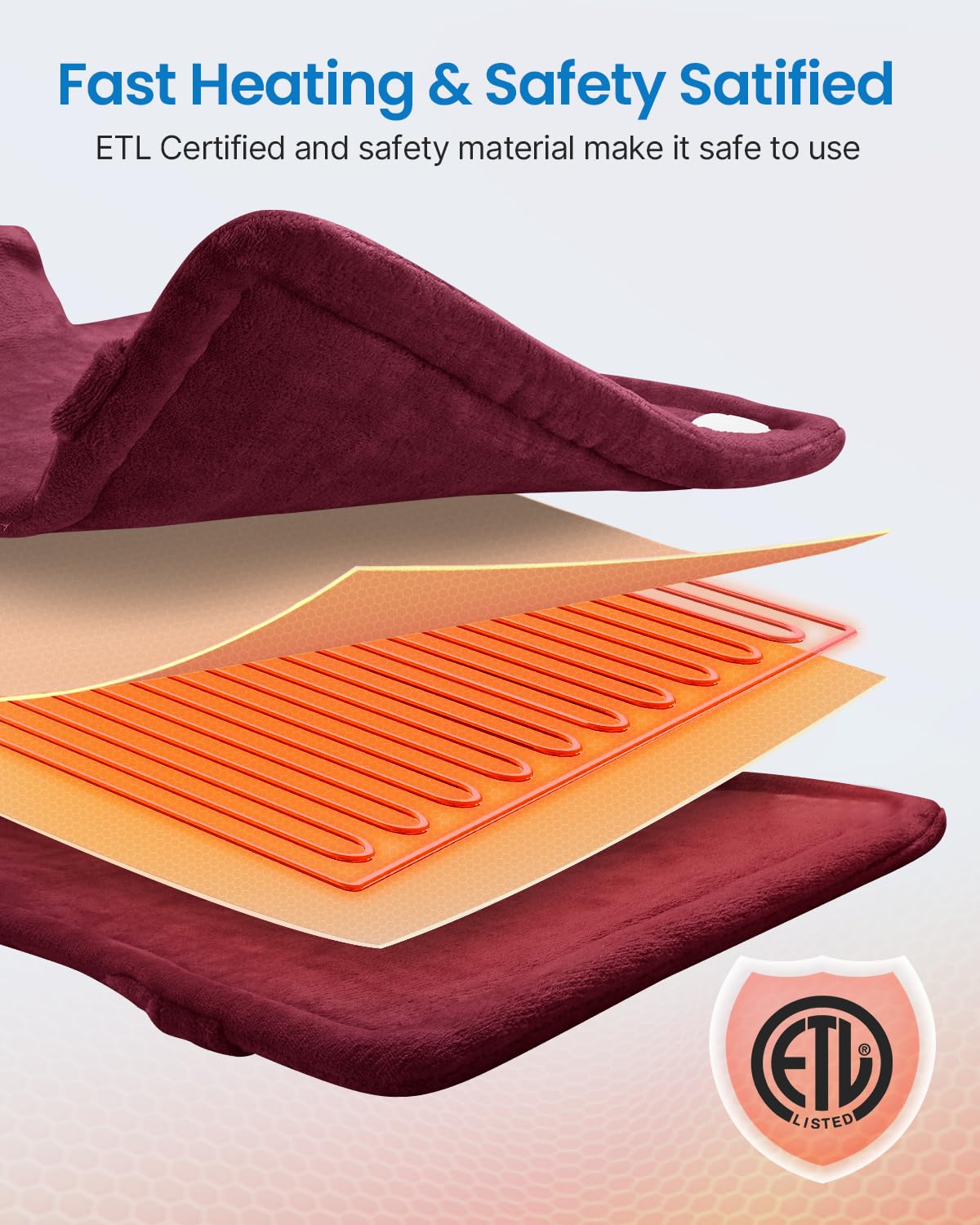 RENPHO Heating Pad for Neck and Shoulders and Back, Valentines Day & Birthday Gifts for Her Him, Electric Heated Pad for Back, Hsa Store Eligible Items, ETL Safety Certified, 21"x23" Red