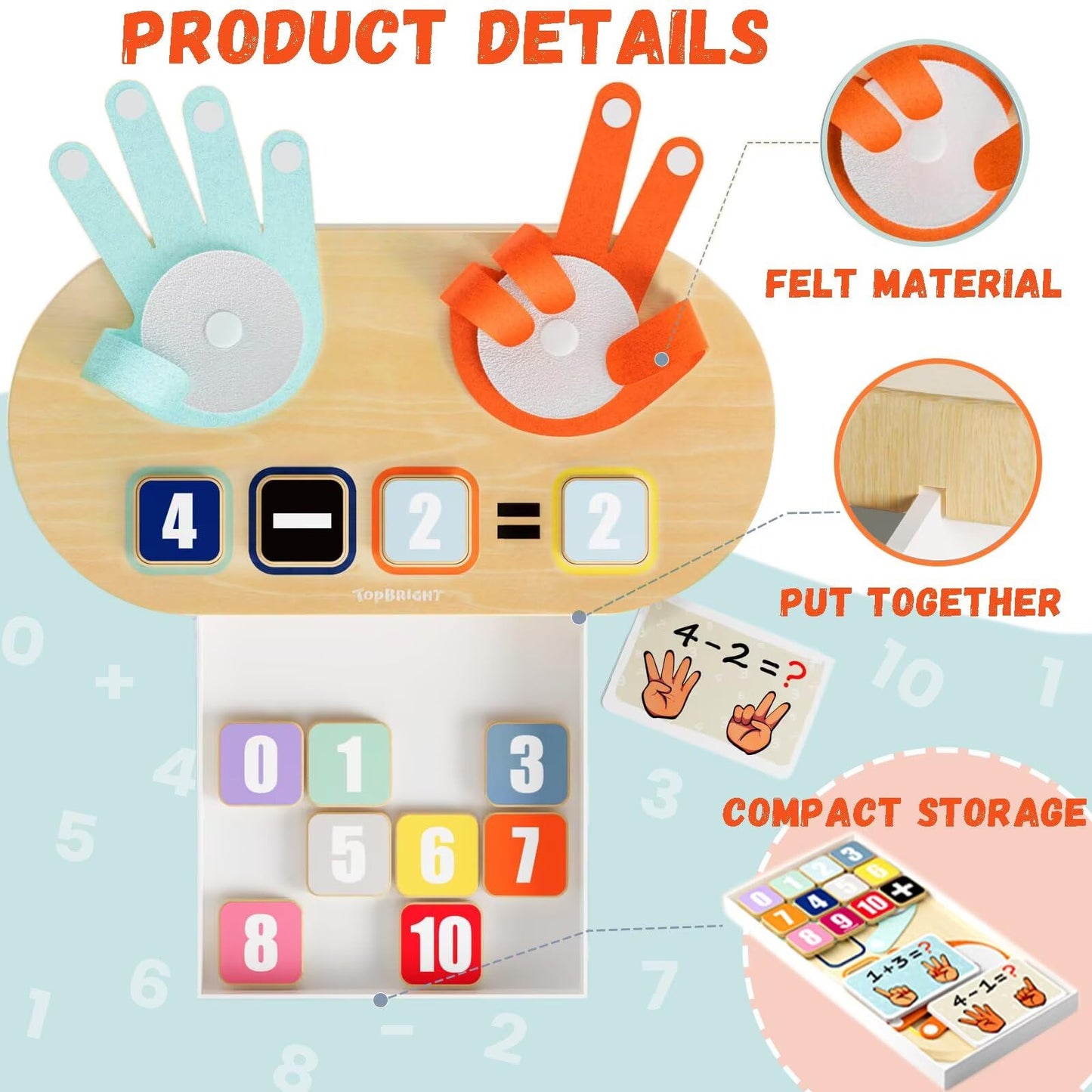 TOP BRIGHT Preschool Learning Toys for Toddlers 2-4, Montessori Toys for 3 4 5 Year Old Sorting Stacking Toys, Educational Math Manipulatives Number Counting Blocks for Kids