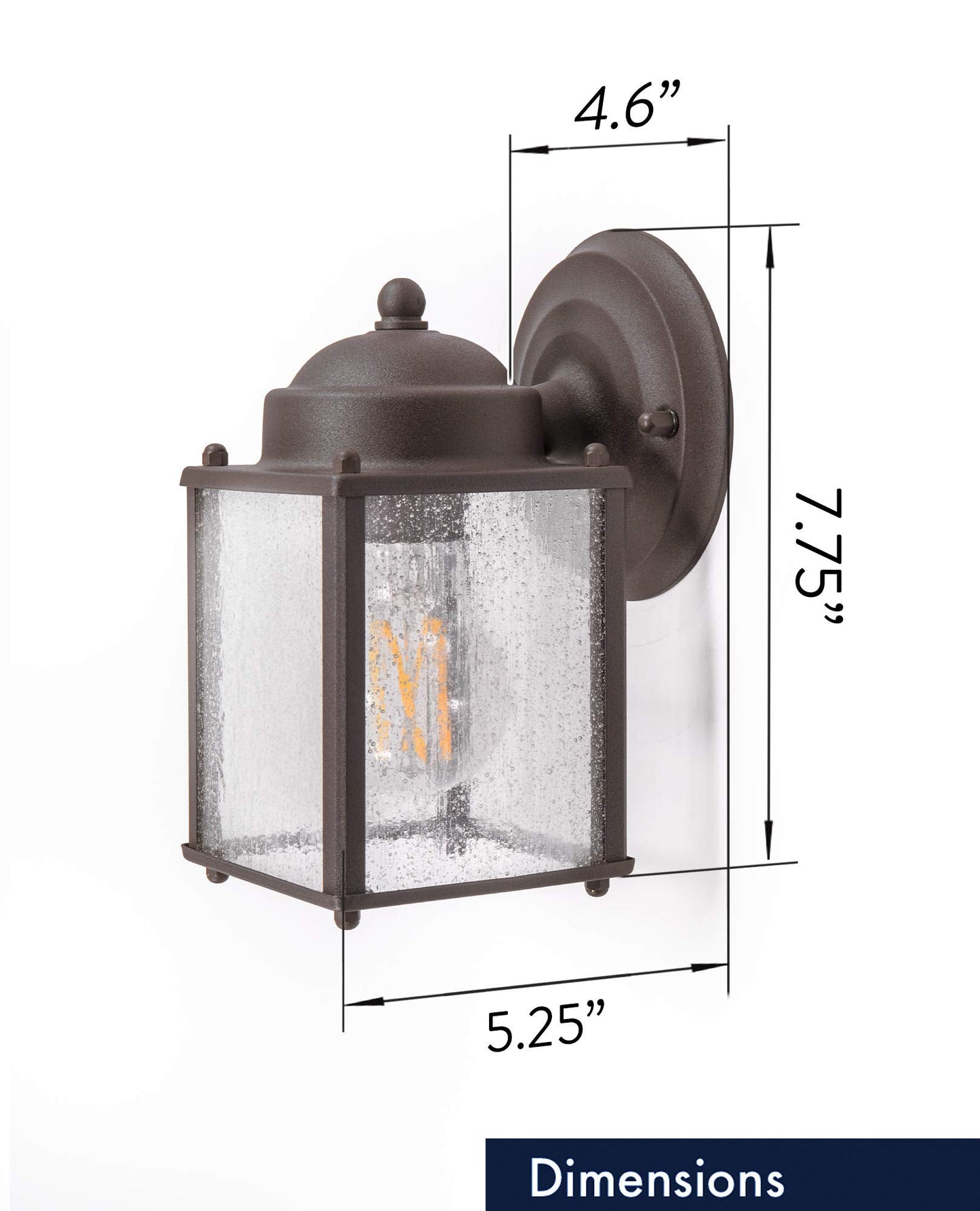 Coramdeo Outdoor Farmhouse Square Coach Light For Porch  Patio  Deck  Barn  Wet Location  Standard Medium Base Socket  Durable Rustic Bronze Finish & Seedy Glass