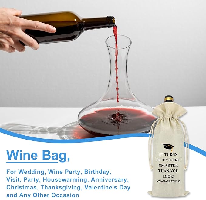 Funny Graduation Gifts for Her Him Wine Bag 2024 Graduation Gift for Senior Students Nurse Masters Degree High School Student Graduate Souvenir Graduation Congratulations Gift Reusable Wine Bottle Bag