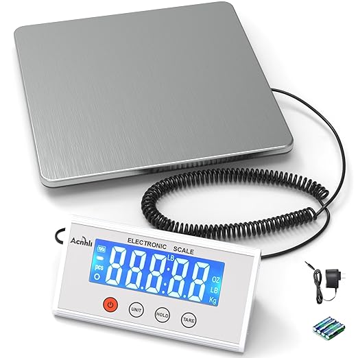ACNHLI Digital Shipping Scales 440 pounds, Stainless Steel Heavy Duty Postal Scale for Warehouses, Homes, Offices, and Cou...