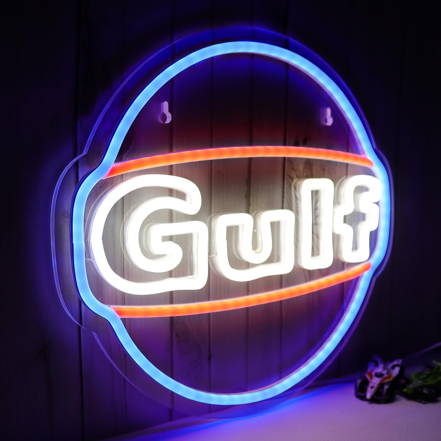 Wonderfullife Gulf Neon Sign For Garage Decor Led Signs For Bar Man Cave Wall Decor Lube Store Or Gasoline Station Display Lighting Easy Hanging.