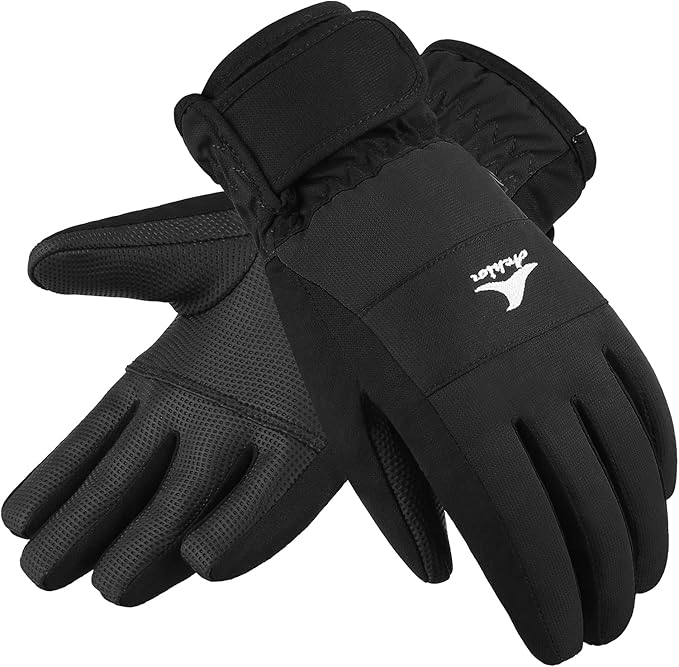 Achiou Kids Ski Gloves, Waterproof Winter Snow Snowboard Gloves Warm Touchscreen for Kids Boys Girls Children Skiing Cycling