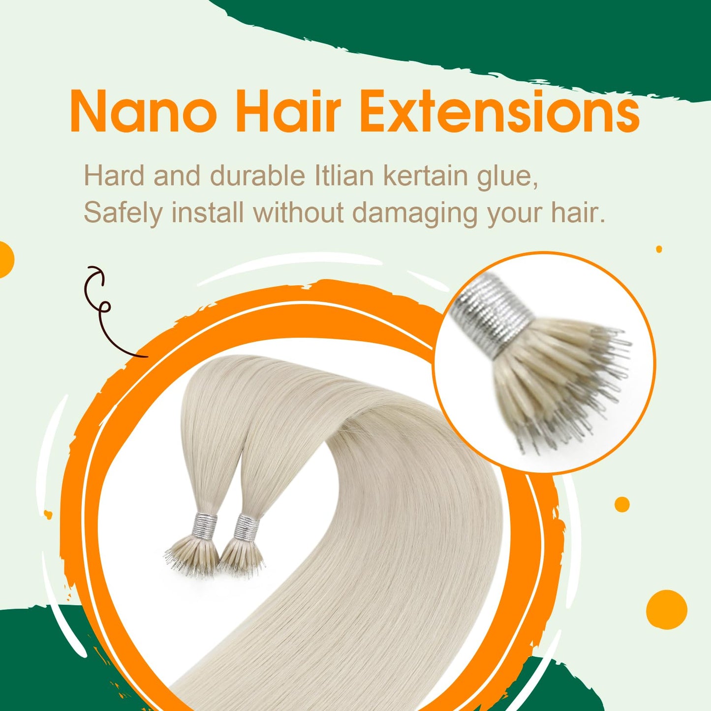 Easyouth Blonde Nano Hair Extensions Natural Nano Ring Hair Extension White Blonde Nanos Human Hair Extensions Comfort Fit 16 In