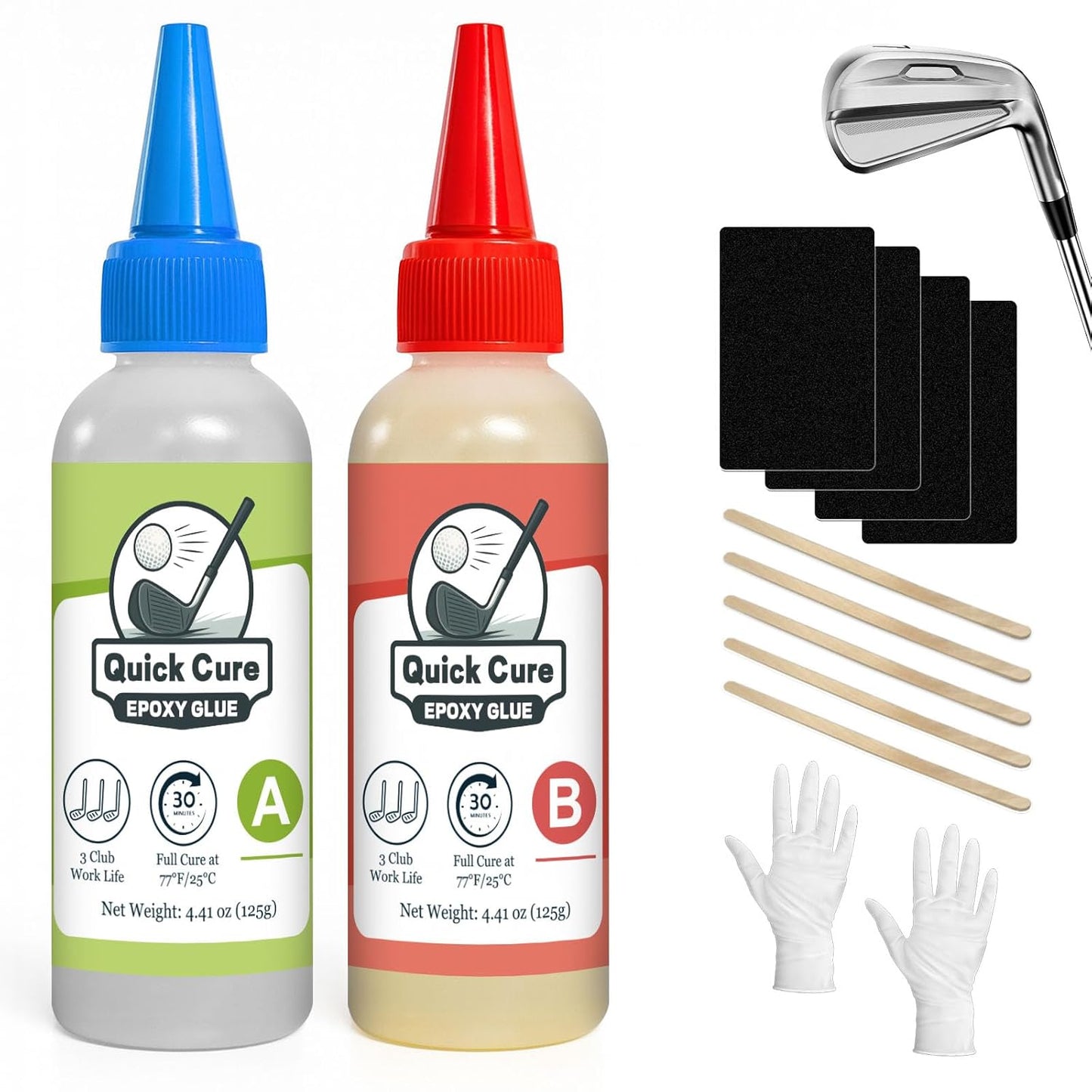 250ml Golf Club Epoxy, Waterproof and Transparent, Strong Adhesion, 5-Minute Initial Cure, Golf Shaft Epoxy for Graphite & Steel Shafts, Driver, Iron, Putter Repair