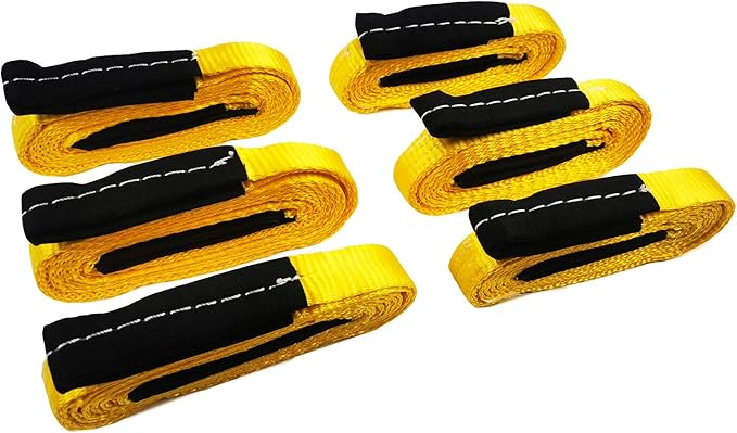 6 Pcs Lift Sling Straps 1" x8' Heavy Duty Lifting Sling Web Town Strap with 2 Reinforced Loops,5000lbs Break Strength,Wear...