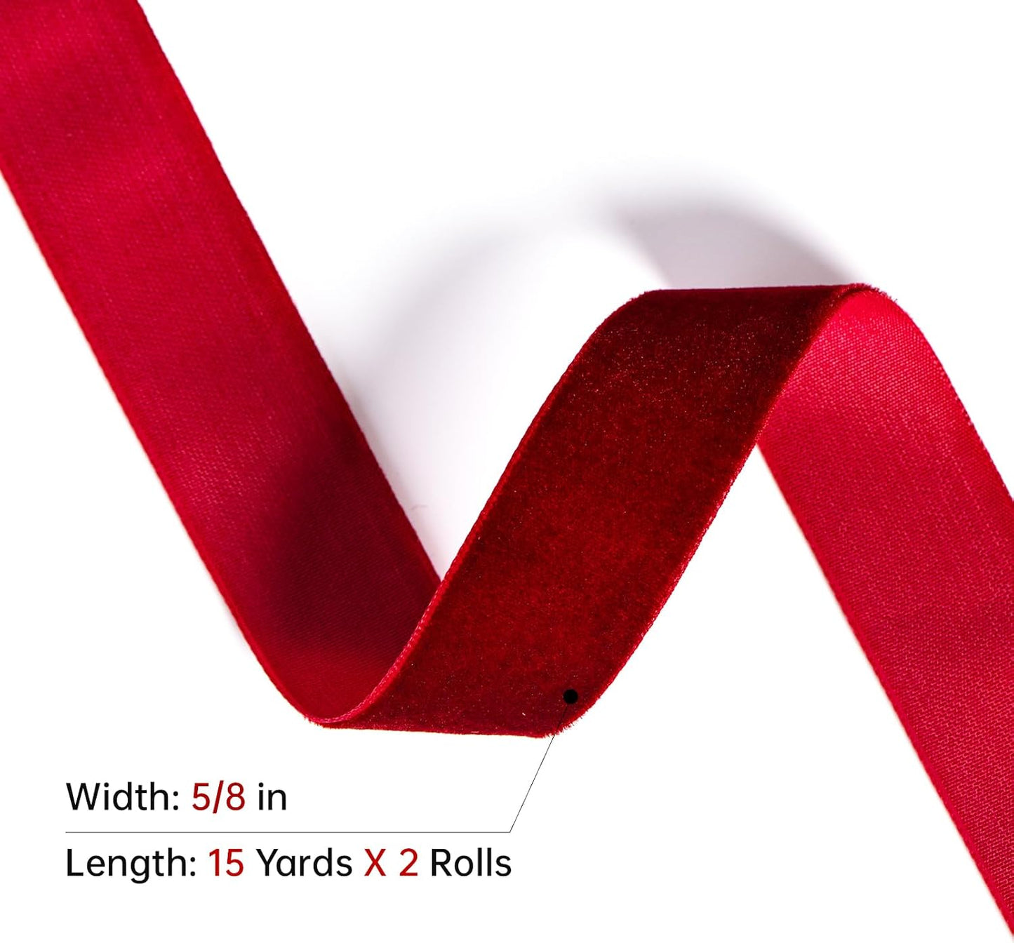 Red Velvet Ribbon 5/8'' 2 Rolls Total 30 Yards, Use for Gift Wrapping, Christmas Tree, Wreath Decoration, DIY Crafts (Burgundy, Dark Red)