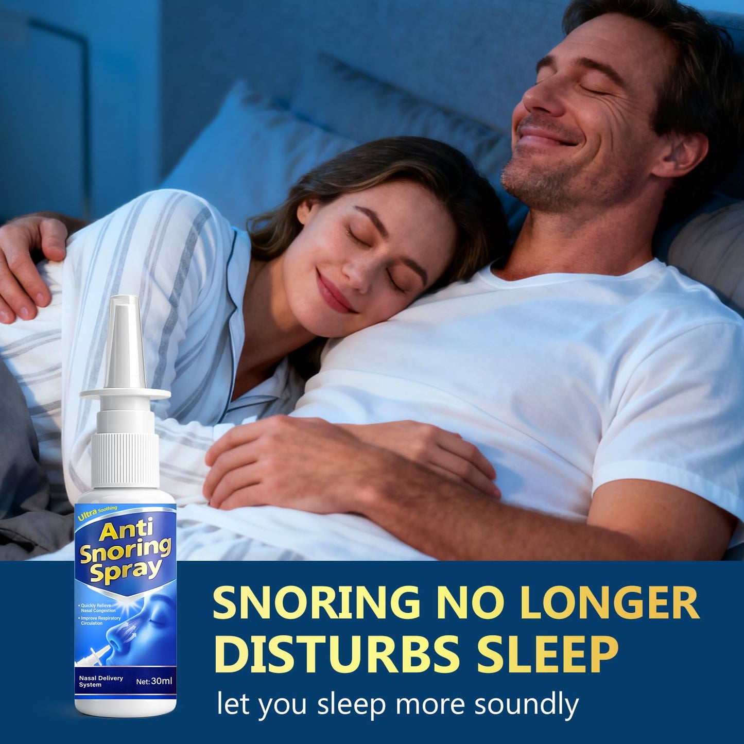 Anti Snoring Spray,Helps Reduce Snoring Sounds for Quiet Sleep,Easy-to-Use Natural Anti Snoring Spray for Adults,30ML