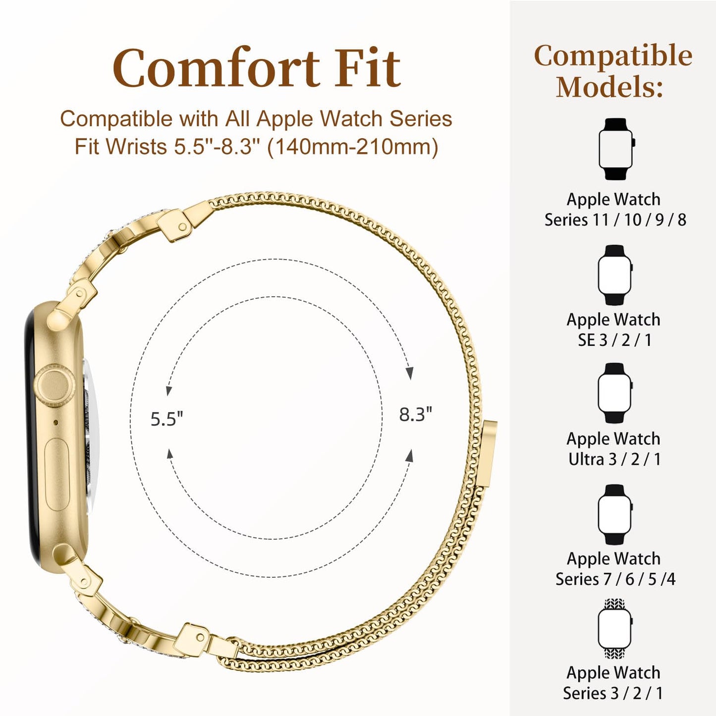 Getino Magnetic Metal Strap For Apple Watch Bands For Women 40Mm 41Mm 42Mm 44Mm 45Mm 46Mm 49Mm 38Mm Series 11 10 9 8 7 6 5 4 3 2