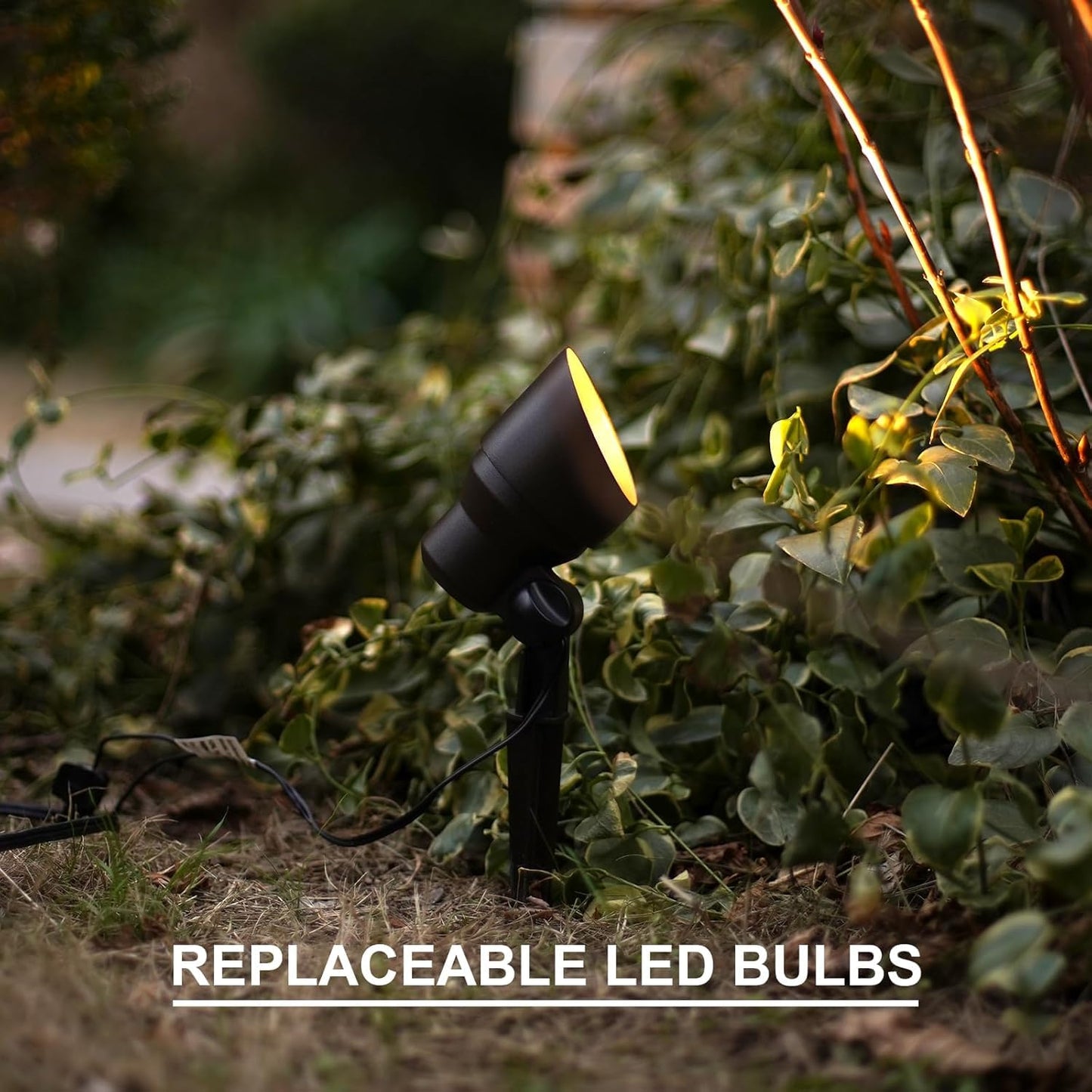 Goodsmann Landscape Lighting 2Pk Low Voltage Landscape Flood Lights 3W Led 200 Lumen Outdoor Spotlight 3000K Warm White Replaceable Led Bulbs Outside Hardwired Lighting With Metal Stakes