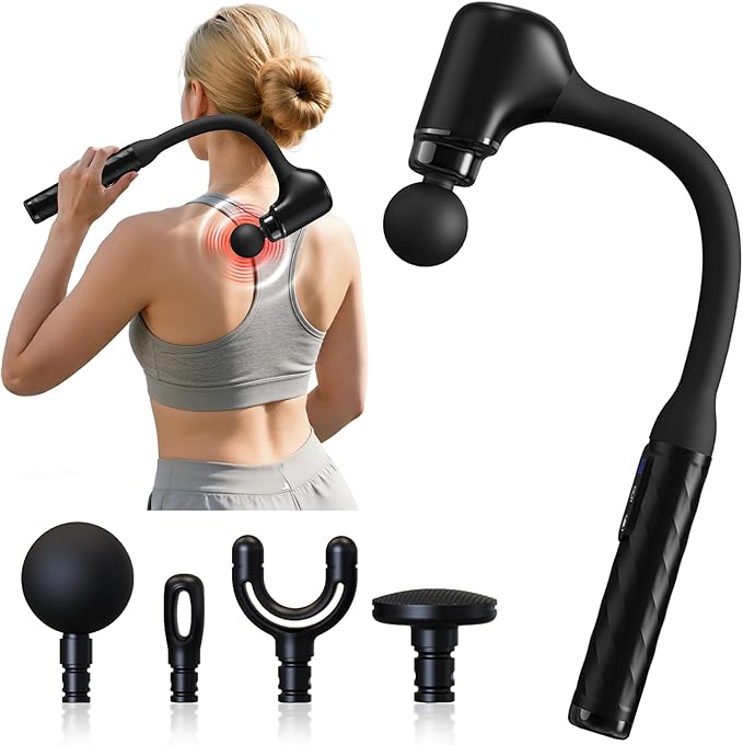 APXPF Massage Gun with Upgraded Extension Handle, Back Massager for Pain Relief, Massage Gun Deep Tissue with 4 Massage He...
